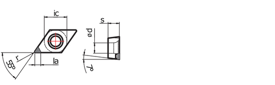 -80 type outils de coupe de C.C de degré de PCD Chip Breaker Inserts WORLDIA
