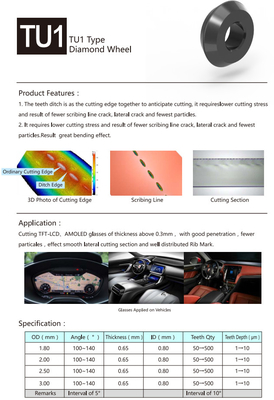 50~500 type verre des dents TU1 d'affichage à cristaux liquides de Diamond Scribing Wheels For